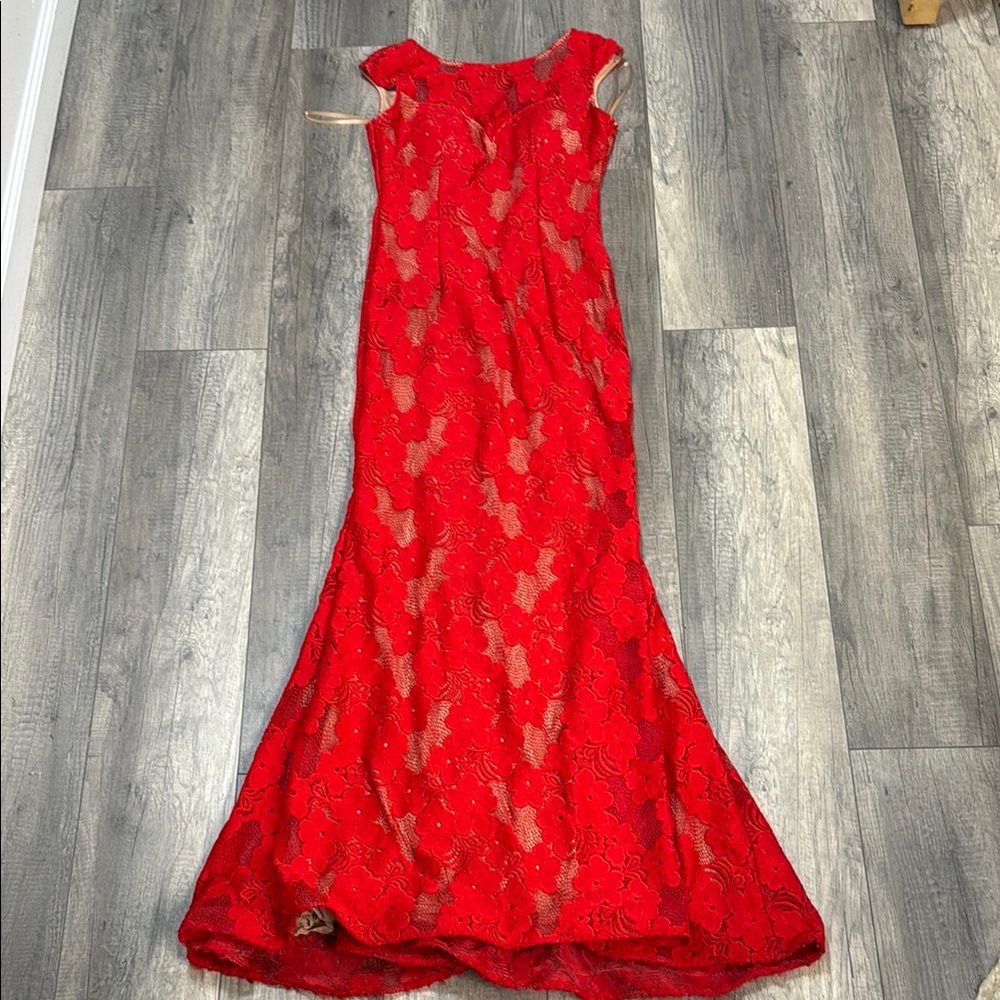 Jovani Red Sleeveless High-Neck Gown